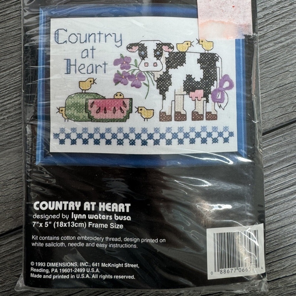 Dimensions stamped cross-stitch kit Country @ Heart Vintage 1993 Made in USA new - Picture 5 of 5